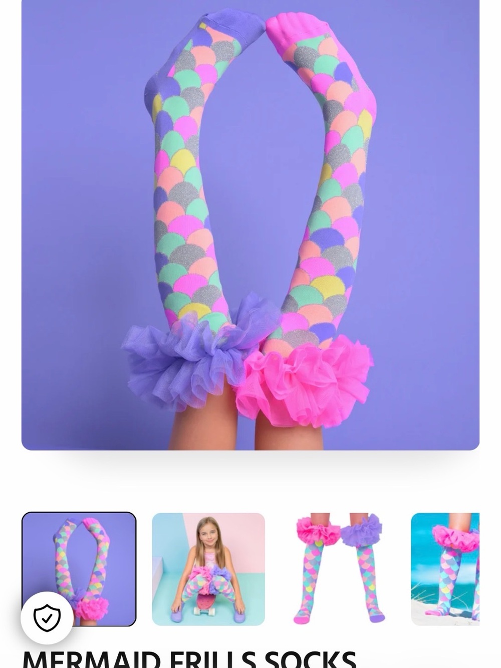Mermaid Frill Knee-High Socks in Pastel Pink & Lavender